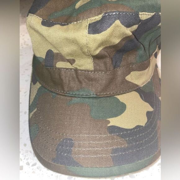 WOMENS MILITARY FATIGUES PATROL HAT IN VINTAGE GREEN CAMOUFLAGE 57cm - Picture 5 of 12